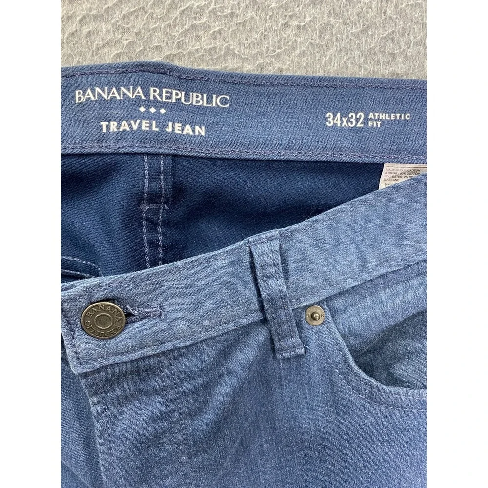 Banana Republic Travel Jeans Mens 34x32 Blue Athletic Fit Pants Preppy Comfort